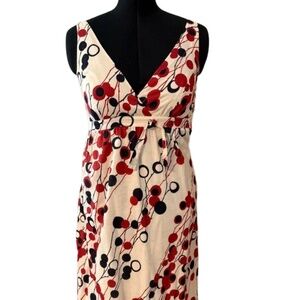 Anthropologie Tabitha Red and Black Circle Print Dress